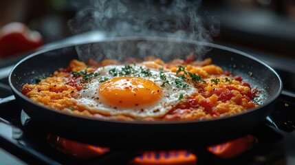 Close-Up of Delicious Plant-Based Egg Substitute Cooking in Frying Pan