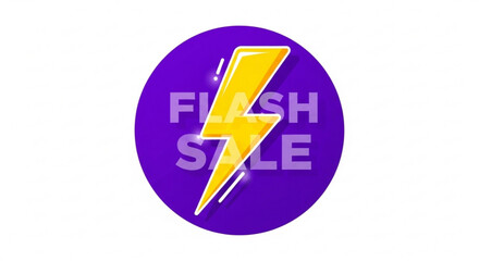 Obraz premium Flash sale banner with lightning bolt purple circle with yellow lightning sale sign for promotion event