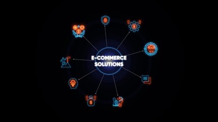 E- Commerce Solutions Concept with Digital Icons and Network e-commerce solutions e-commerce - Powered by Adobe