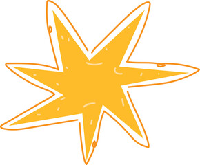 Obraz premium Hand Drawn Yellow Orange Starburst Doodle Vector Illustration Comic Explosion Effect Graphic Element Isolated on Black Background Pop Art Cartoon Wow Spark Icon