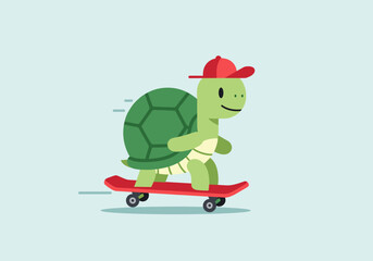 Turtle Skateboard Cartoon Logo