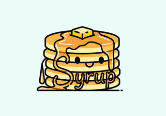 Pancake Stack Logo With Syrup