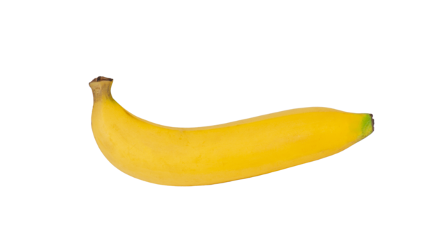 Yellow banana in hand on transparent background