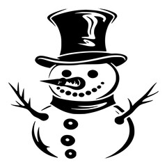 Minimalist snowman with top hat vector illustration for winter holidays christmas season design and decoration needs vector
