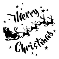 Minimalist merry christmas santa claus reindeer sleigh stars holiday season festive celebration december vector design vector