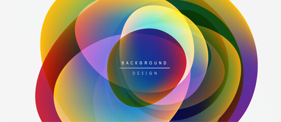 Obraz premium Abstract colorful circles overlap, creating dynamic visual effect. Background features vibrant hues, modern design elements.