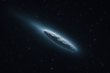 Interstellar object oumuamua traveling through space