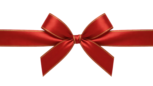 Ribbon bow with golden trim on black background isolated on transparent background - Powered by Adobe