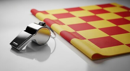 Soccer Referee Whistle and Checkered Flag Essential Equipment for Football Assistant Umpiring Professional Sport Regulations