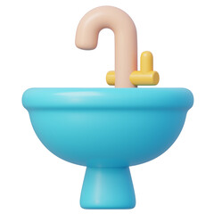 Elegant pedestal blue sink with a tan faucet