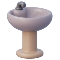 Modern pedestal sink with a curved faucet