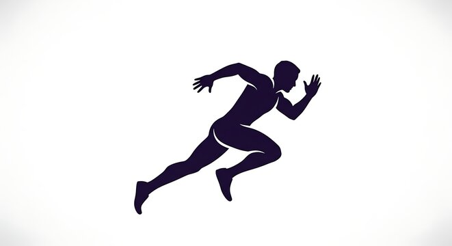 Silhouette of runner sprinting fast for fitness and exercise illustration for sports and athletics 100m race