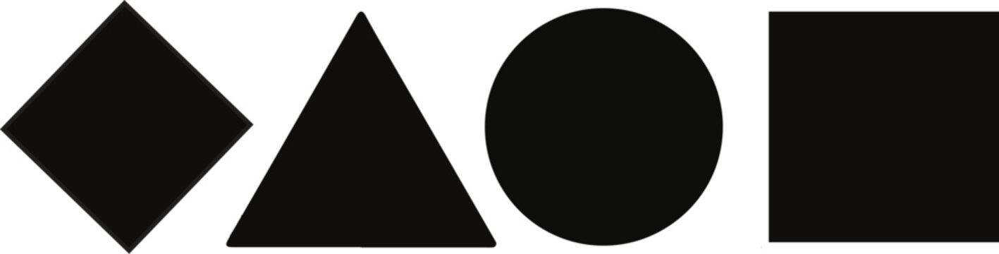 Geometric shapes icon set.Collection of basic abstract symbols like triangle, circle, square, and rhombus. Geometric abstract shapes background vector.