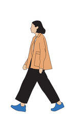 Casual young woman walking with vest - illustration svg 