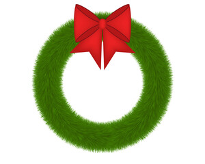 Christmas wreath with ribbon bow design element