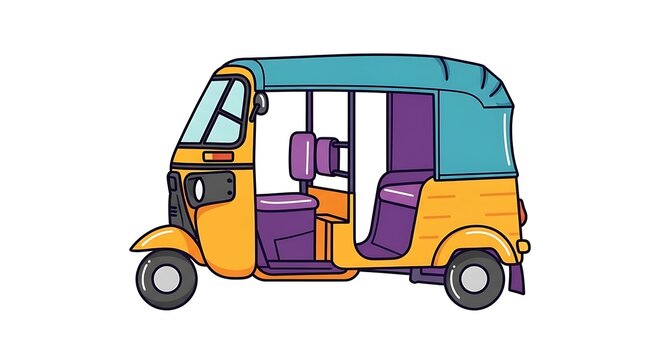 Cartoon auto rickshaw vector illustration transportation vehicle tuk tuk design graphic isolated image