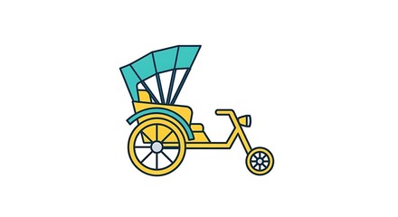 Illustration of rickshaw traditional asian transport vehicle for travel and tourism in southeast asia