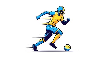 Illustration of soccer player running with ball fast speed football game vector design graphic artwork