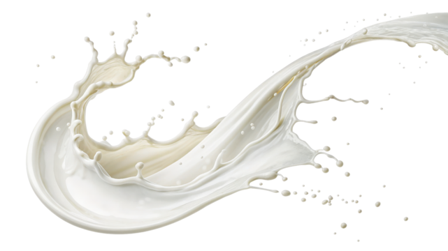 Splash of fresh milk isolated on transparent background, a dairy product concept