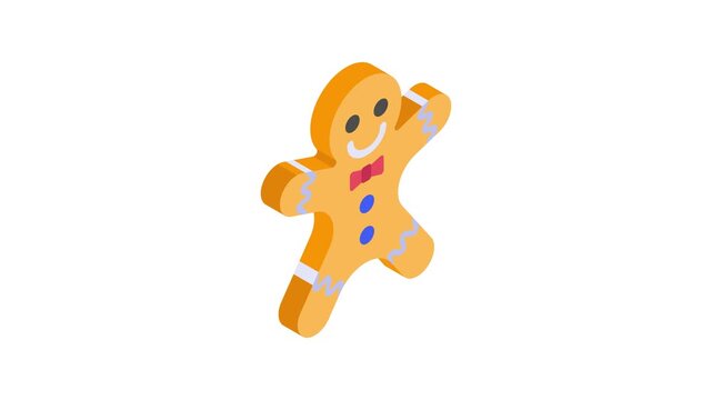 Gingerbread man cookie isometric animated vector design in modern style