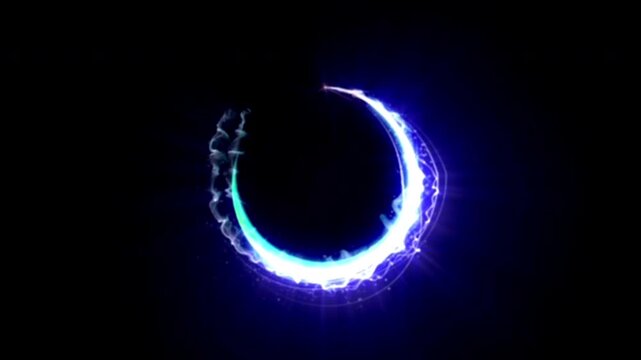 Glowing portal isolated. Black background. Magical Particles Ring Abstract Background, Animation. Move 