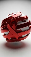 World aids day. Red ribbon wrapped around the globe. Awareness and prevention.