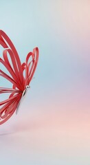 Red paper butterfly with silver body on a gradient background. Beauty concept.