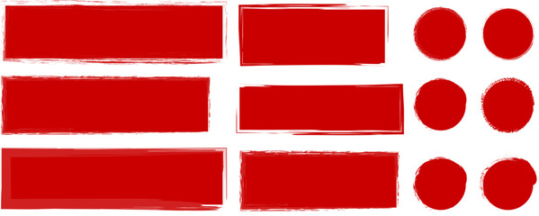 Set of red and black ink splashes