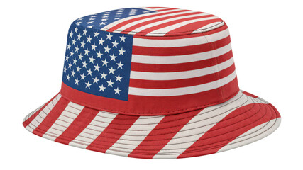 American flag bucket hat isolated on transparent background for patriotic events