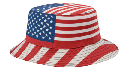 American flag bucket hat isolated on transparent background for patriotic events