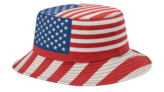 American flag bucket hat isolated on transparent background for patriotic events