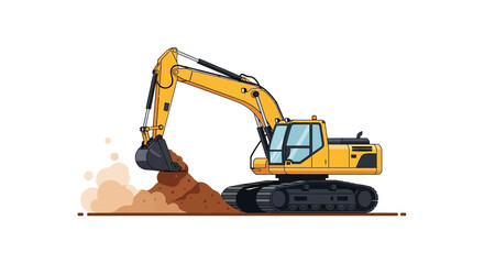An excavator with a black bucket is moving dirt