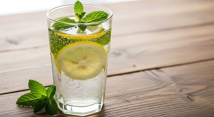 Refreshing Mint and Lemon Infused Water.
