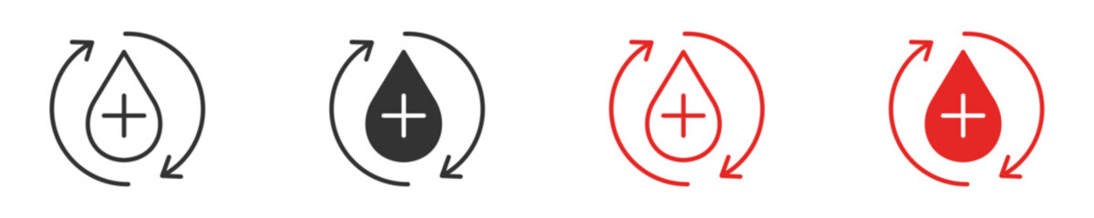 Blood flow icon set,  represents Circulation, Cardiovascular Health, Bloodstream Function, or Medical Diagnostics , vector illustration . 