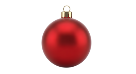 A single red christmas bauble ornament isolated on a transparent background, perfect for holiday decorations and festive designs