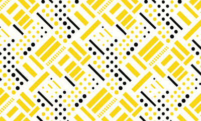 Abstract Seamless Geometric Pattern with Yellow and Black Shapes – Modern Diagonal Minimal Vector Background