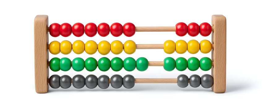 A vibrant colorful abacus isolated on a clean white background for effective education.