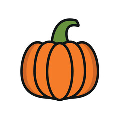 Color with line pumpkin icon for bright, detailed, and lively seasonal design themes.