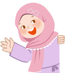 Muslim girl waving hand