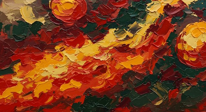 Abstract Oil Painting Texture with Bold Brush Strokes and Warm C