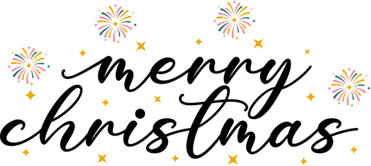 Merry Christmas text design with a transparent background 
