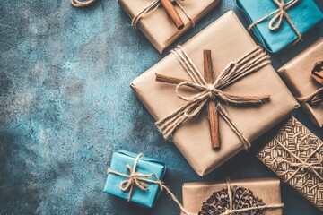 Elegant Gift Wrapping with Natural Textures and a Hydrangea Bouquet Arrangement