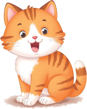 Cheerful Orange Cat Sitting Happily