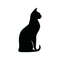Cat silhouette solid black, transparent background, vector icon style, clean minimal, isolated object