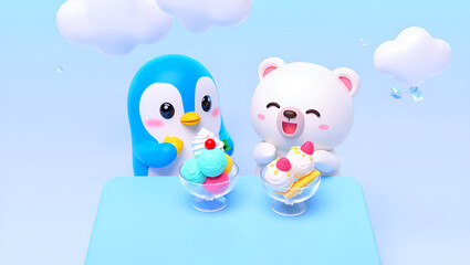 two animals sharing their food : "Sharing is Caring" , Generative AI