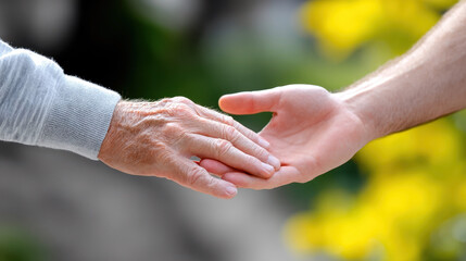 Generational connection. close-up of human hands showing tenderness and care across ages