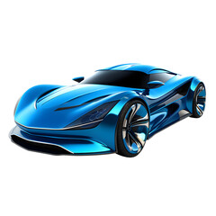 A sleek blue sports car isolated against a black backdrop
