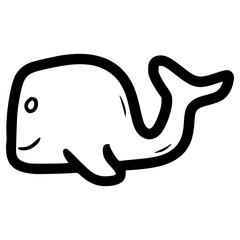 doodle whale illustration hand drawn outline vector