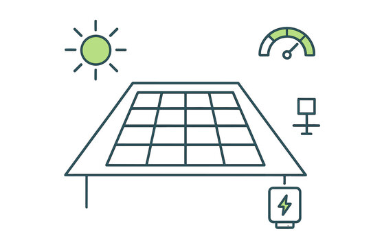 Solar panel generating renewable energy from the sun with power storage and output gauge
