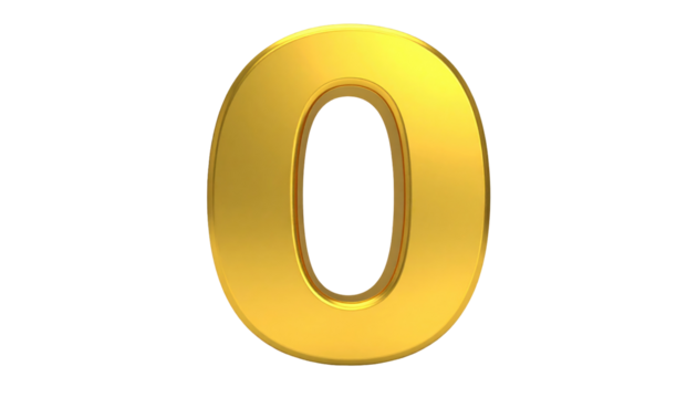 A golden number zero, prominently centered on a solid black background, emitting a radiant glow